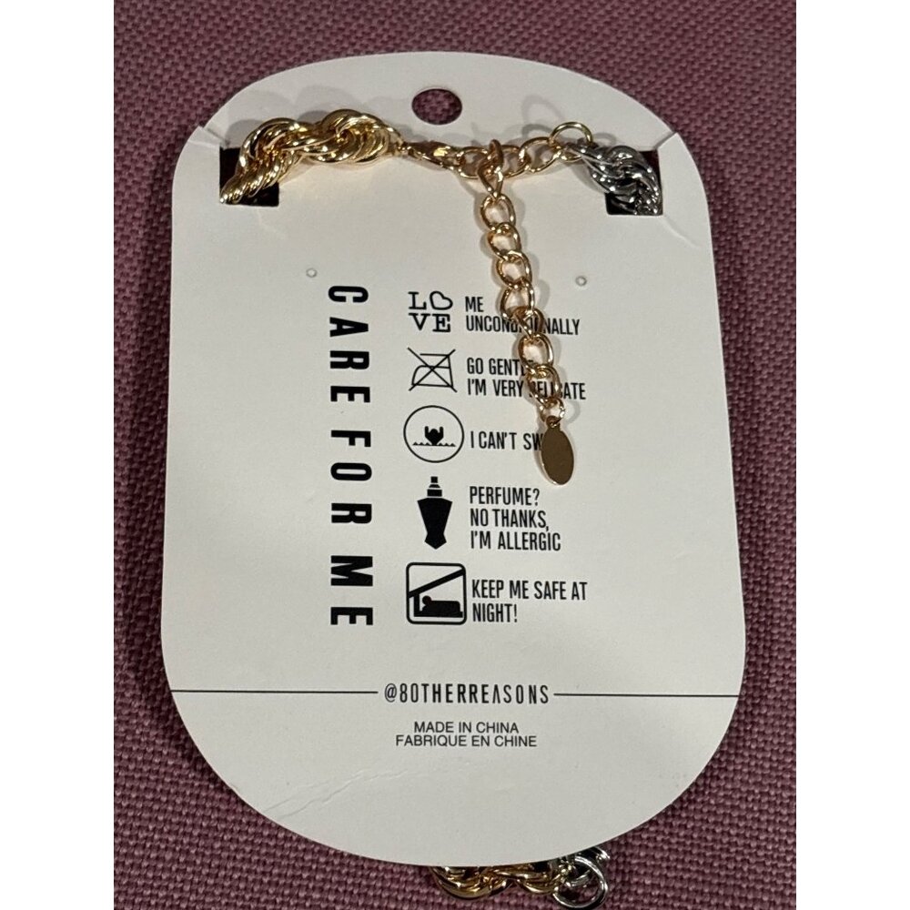 8 Other Reasons Two-tone Chain Necklace in Mixed Metal One Size New Womens Jewel - Picture 7 of 8